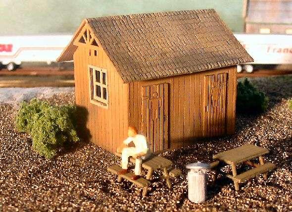 Laser cut HO-Scale kit Rest area SMD-HO-403 This rest area kit would look great in your model train world.