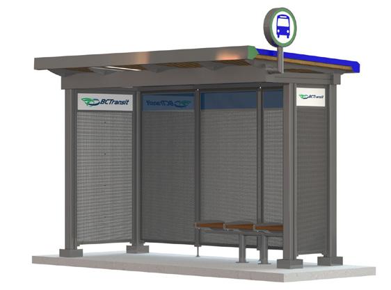 20 BC Transit Transit Shelter Program Shelter Type: BC Transit E3 E3 Base Shelter $19,165 Bus stops with average daily ridership of 21-200 passengers Included: The Standard roof system with side