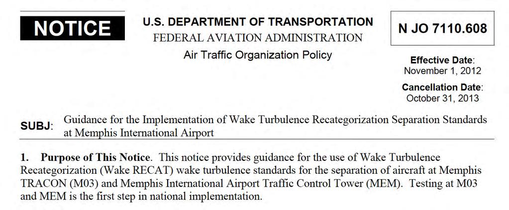 Future Wake Vortex Classification FAA Introduced a new re-categorization