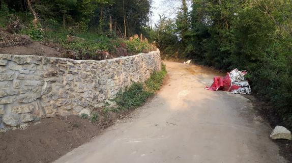 Wall repairs James and Claire Slaughter, whose property borders Teasaucer Hill, have recently engaged contractors to repair their ragstone boundary wall.