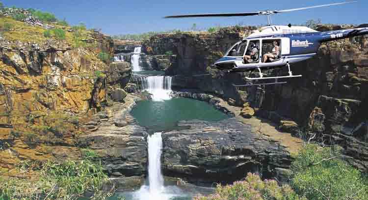 Kimberley & Kakadu Explorer Scenic helicopter flight over Mitchell Falls Included 15 or 1 Day Small Group Experience Enjoy an included scenic helicopter flight over three-tiered Mitchell Falls
