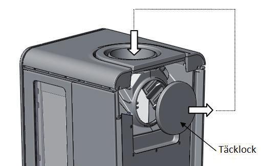 If outdoor air is to be connected from below, the cover plate on the bottom plate has to be removed and the 100-63 mm reduction piece installed before