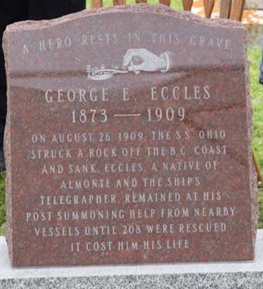 A Long-Dead Wireless Operator, George E. Eccles, Gets A Headstone -- A Century Later By Bart Lee, K6VK, A Fellow in History of the California Historical Radio Society George C.