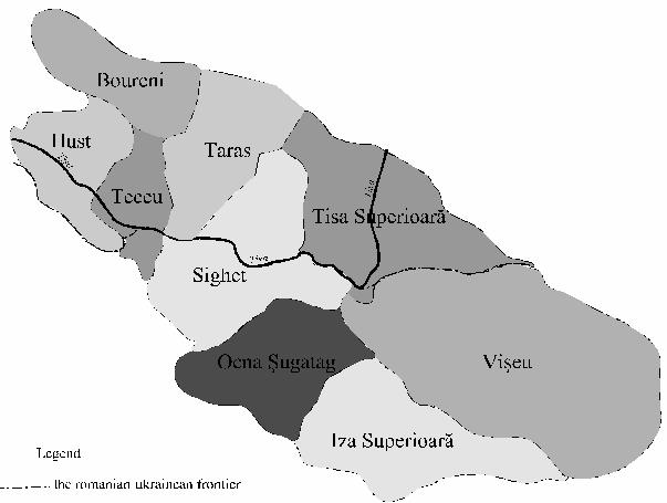 Space Disfunctionalities of the Network of Localities on the Tisa Course: The Frontier Effect Figure 1. The Country of Maramureş. The administrative division on nets in the year 1900.
