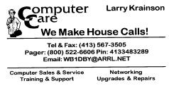 net HCRA DIRECTORS At Large Larry Krainson, WB1DBY PLEASE!!! Support Program Our Sponsors (413) 567-3505 wb1dby@arrl.net Jim Allen, WB1Z (413) 536-5182 wb1z@arrl.