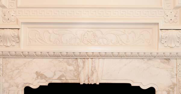 Marble was used extensively throughout the residence including much of the flooring, many of the 14 elegant fireplaces and the exterior windowsills.