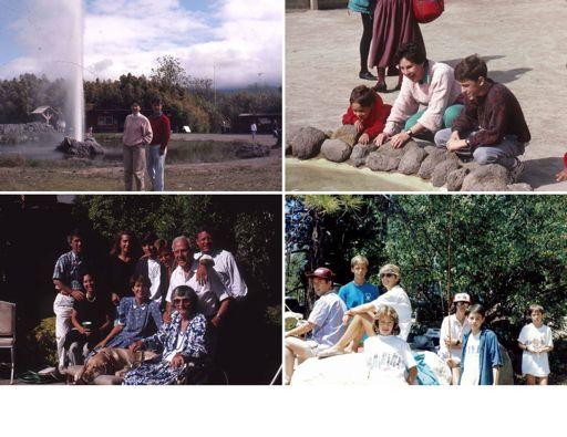 (top) Old Faithful Geyser, Calistoga, California. Bob d'alessio's adopted son, Chris (age 4), is next to Carole. 1991.