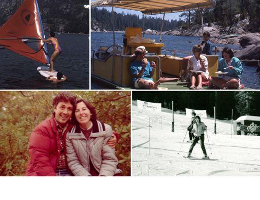 Pinecrest lake. Mom tried windsurfing several times, which was a favorite hobby of Dad's.