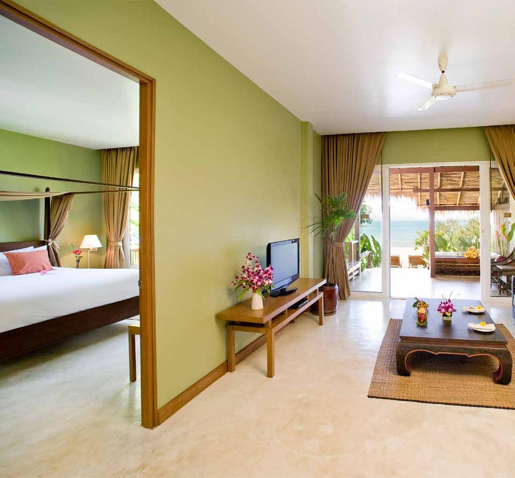 LIVING All accommodation is in spacious suites and villas with up to 91 square metres of living space, each with