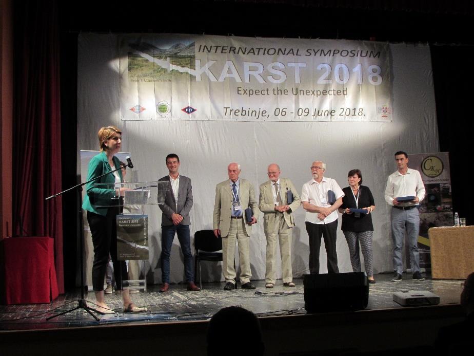 have given contribution to the development of karst studies on the occasion of the tenth anniversary of The Centre. Awards were given to prof. Dr Petar Milanović, prof. Dr Derek Ford, prof.