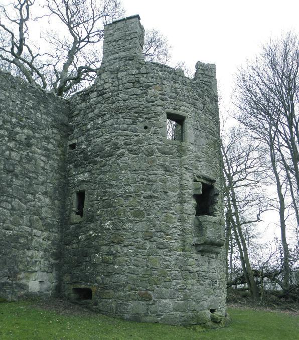 Lochleven Castle. The Glassin Tower in the south-east corner of the curtain wall.
