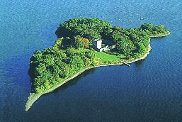 Lochleven Castle on Castle Island. View from the north-west. The island is considerably larger today than it was in the C14.