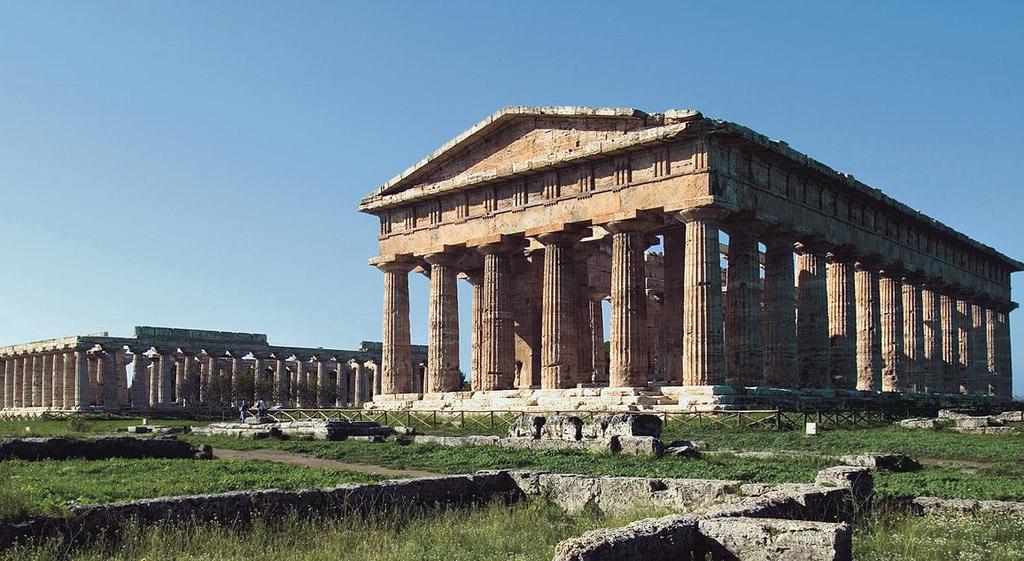 Title: Temple of Hera I, Paestum (Ancient Poseidonia) and Hera II (In Foreground) Date: c. 550 540 BCE (Hera I) and c.