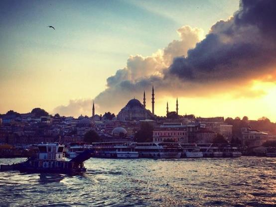 In the second one there is the view from the Galata bridge at sunset,
