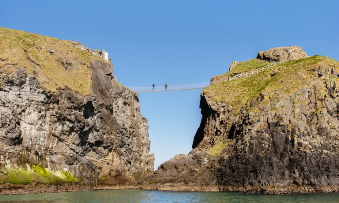 Carrick-a-Rede Ballintoy, County Antrim BT54 6LS Connected to the cliffs by a rope bridge across the Atlantic Ocean, this rocky island is the ultimate clifftop experience.