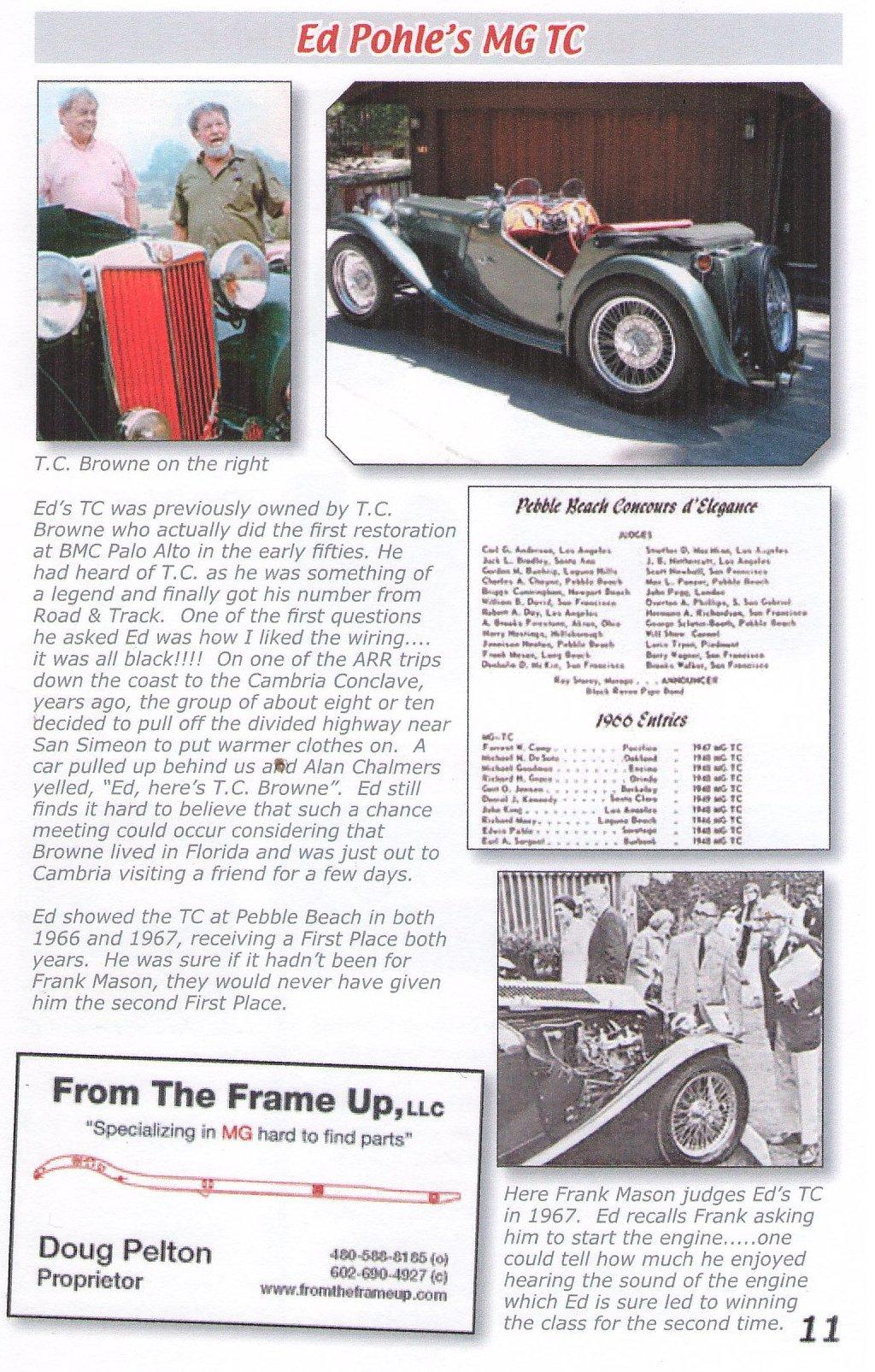 Ed Pohle makes news in the TC Motoring Guild Newsletter You can read all about him and also read a nice write-up on the tenth annual conclave by Dick Miura, who was also a Rough Rider for a while,