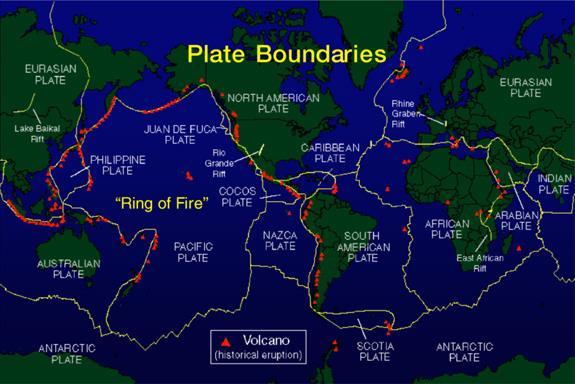 This map shows where plate boundaries are located.
