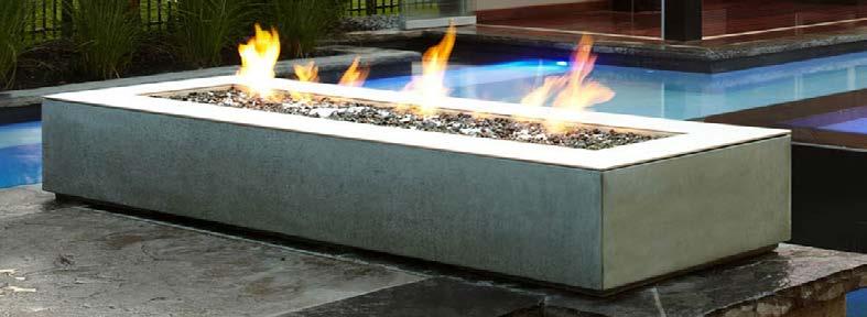 Size 36 L x 6 W x 2 H $300 Part#: CC-LDD-366-X-X Req. 30 lbs. fire glass. Burner yields up to 65K BTU.