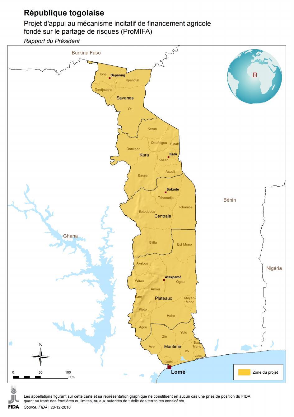 Map of the project area Togolese Republic Shared-risk Agricultural