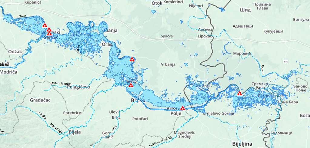 May 2014 Floods in the Sava River Basin flooded area and locations of dike breaches along the Sava River Publication: May