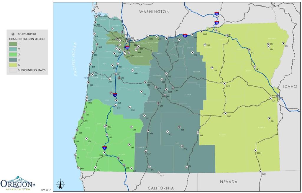 EXISTING OREGON AIRPORT SYSTEM 2018 More information on the OAP can be obtained from the ODA Aviation website at https://www.oregon.gov/aviation/pages/index.aspx.
