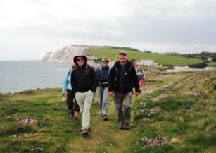 Rather than follow the Tennyson Trail straight up through the golf course we kept to the cliff edge and its carpets of sea pinks.