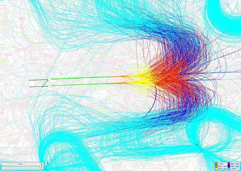 Figure 4: typical westerly arrival tracks over London
