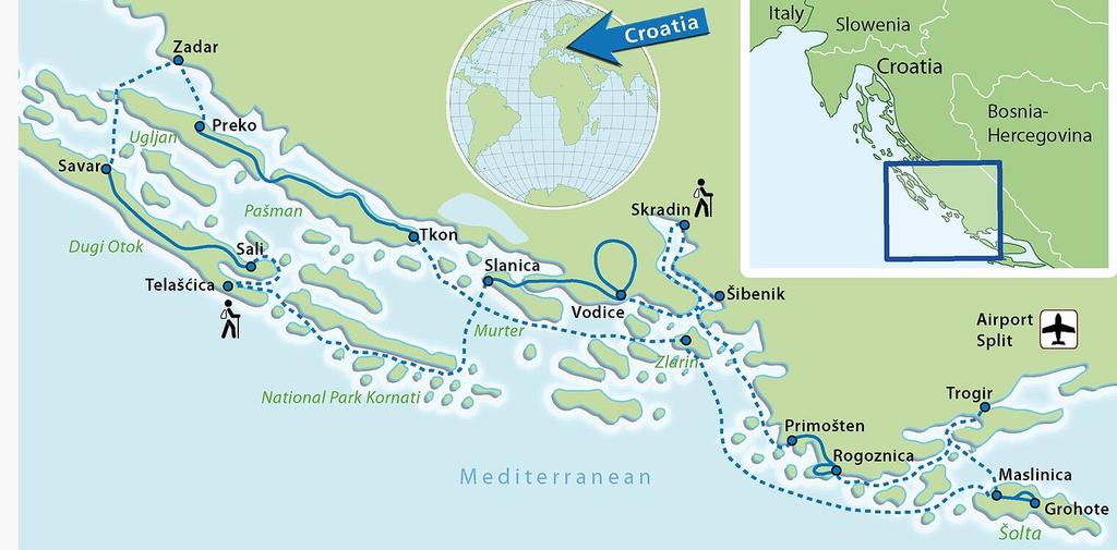 CROATIAN ODYSSEY ISLANDS, BAYS & ANCIENT TOWNS OF CENTRAL DALMATIA BY BIKE AND BOAT 8 DAYS / 7 NIGHTS Hybrid Bike, Electric Bike or Mountain Bike Croatia has a beautiful coast with thousands of