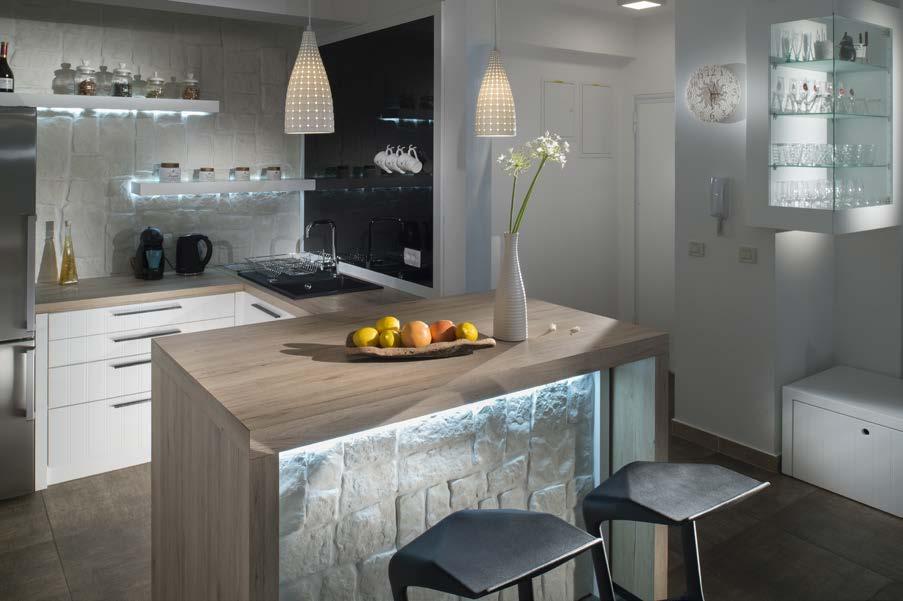 The modern kitchen is fully equipped and