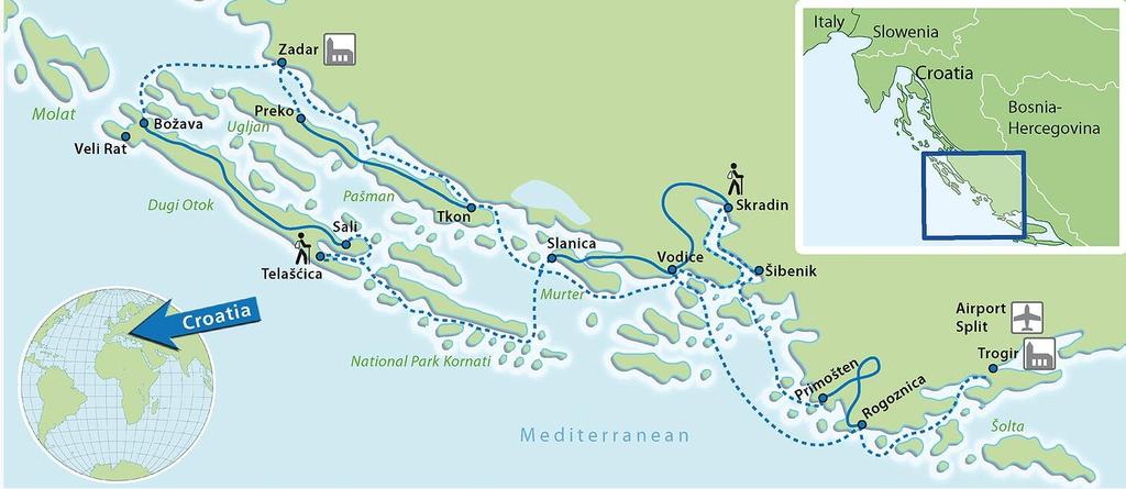 CROATIAN ODYSSEY ISLANDS, BAYS & ANCIENT TOWNS OF CENTRAL DALMATIA BY BIKE AND BOAT 8 DAYS/7 NIGHTS - PREMIUM PLUS BOATS - PRINCEZA DIANA & MELODY 175km by HYBRID or