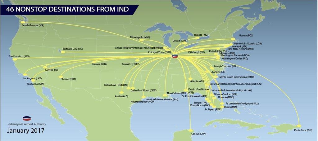 2015 Origination & Destination (O&D) Airport Alaska Airlines began operating at IND in