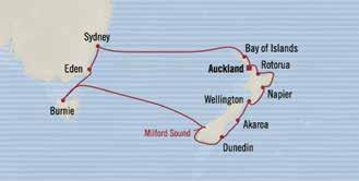 SOUTH PACIFIC & AUSTRALIA TASM AN TR AVELER AUCKLAND to AUCKLAND 16 days Ja 30, 2019 REGATTA FREE - 8 Shore Excursios FREE - $800 Shipboard Credit Ameities are per stateroom Ja 30 Aucklad, New Zealad