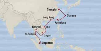ASIA & AFRICA OPULENT ORIENT SHANGHAI to SINGAPORE 18 days Mar 22, 2019 NAUTICA FREE - 8 Shore Excursios FREE - $800 Shipboard Credit Ameities are per stateroom Mar 22 Shaghai, Chia Embark 1 pm Mar