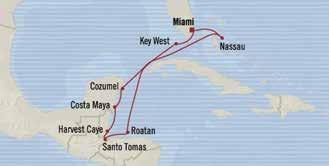 Costa Maya, Mexico 9 am 7 pm Mar 13 Cozumel, Mexico 8 am 5 pm Mar 14 Cruisig the Straits of Florida Mar 15 Nassau, Bahamas 8 am 6 pm Mar 16 Miami, Florida Disembark 8 am Cozumel Oboard Experiece