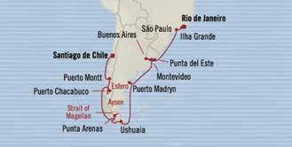 SOUTH AMERICA SOUTH AMERICA CELEBRATIONS RIO DE JANEIRO to SANTIAGO DE CHILE 20 days Dec 14, 2018 MARINA Holiday Voyage FREE - 8 Shore Excursios FREE - $800 Shipboard Credit Ameities are per