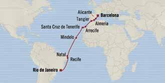 TRANSOCEANIC VOYAGES SOUTHERN CROSSING RIO DE JANEIRO to BARCELONA 17 days Apr 18, 2019 - SIRENA FREE - 8 Shore Excursios FREE - $800 Shipboard Credit Ameities are per stateroom $249 Premium Ecoomy