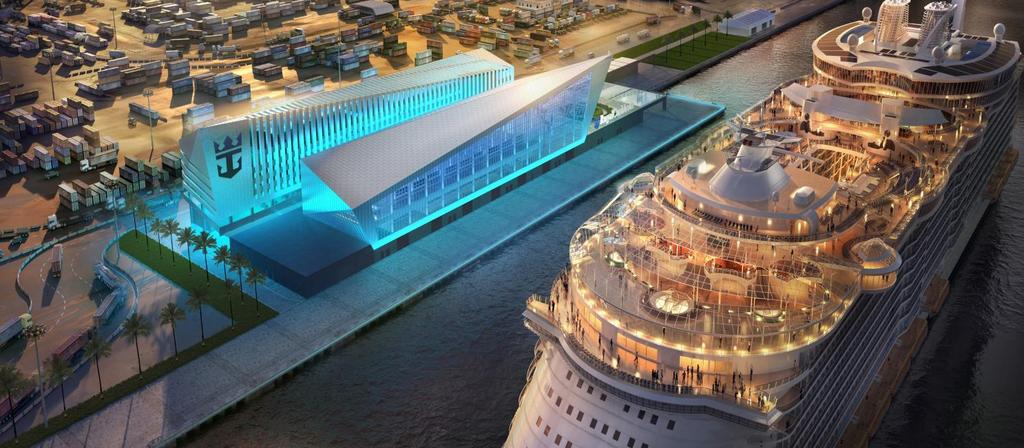 THE NEW 170,000 SQUARE FOOT TERMINAL WILL OFFER: Accommodations for ships up to 1,300 feet in length, including the world s largest cruise ships of the Oasis-class Capacity to