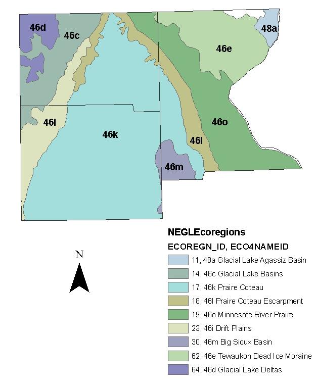 Level IV Ecoregions of the Northeast Glacial Lakes Watershed Project Area Ecoregions are areas having similar ecosystems and environmental resources including geology, physiography, vegetation,