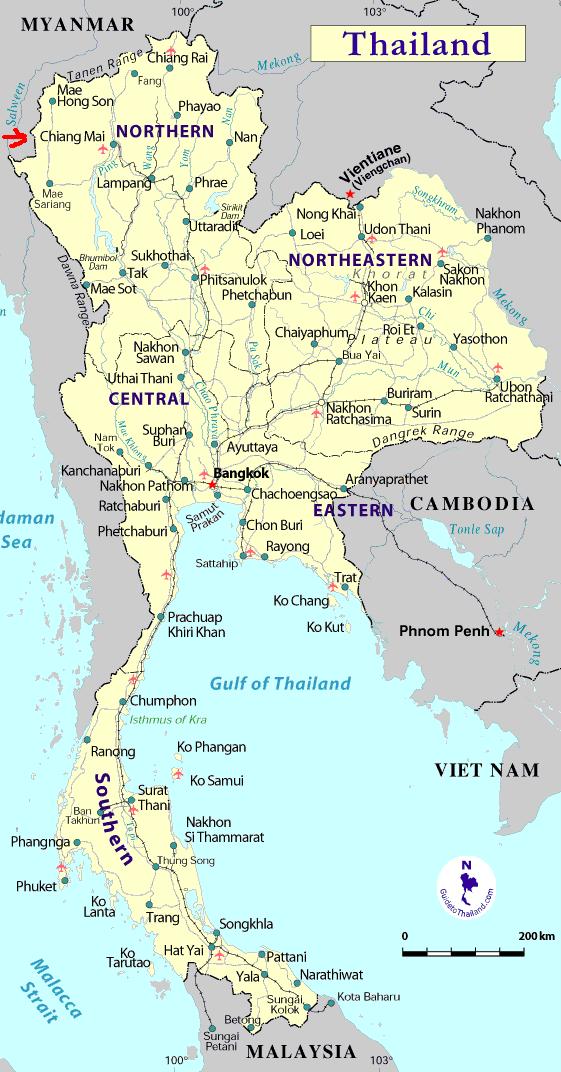 Location Map Chiang Mai is located in the northwestern part of Thailand, 700 km