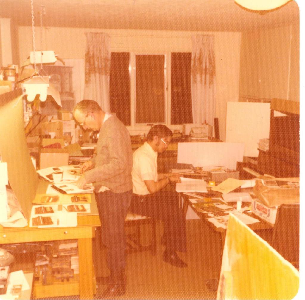 Harvey Roehl and Art laying out the 1 st ed.