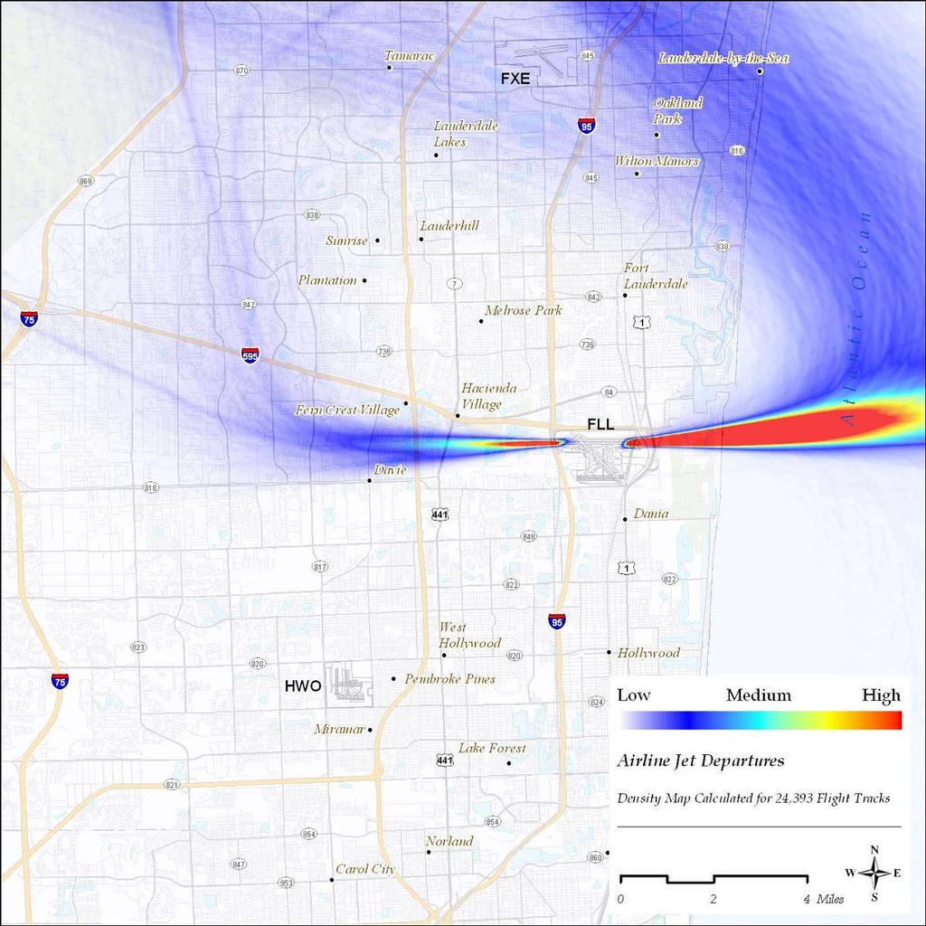 Relative Airspace Density For All Scheduled Passenger and Cargo Jet