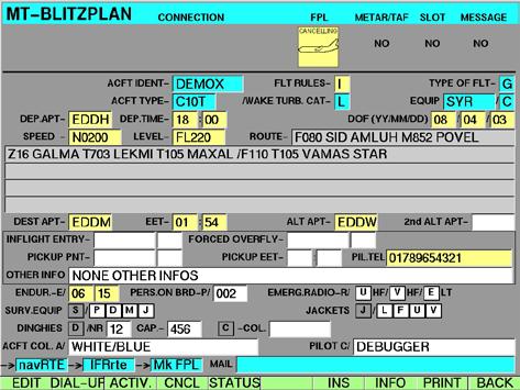 V.4. Querying the status of a flight plan If the status of a flight plan is unclear or one wishes to assure oneself that the flight plan really no longer is in the system, it can be queried with the