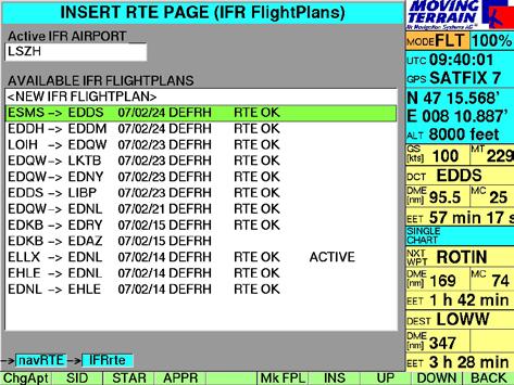 III. The Input Mask Blitzplan can be entered as follows: FPL A list of stored flight plans is displayed. If no flight plans have been stored, only the item NEW IF FLIGHTPLAN is displayed.