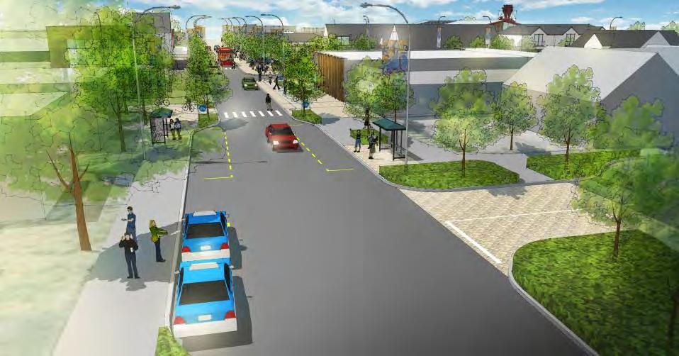 1c: Reconfigure parking and taxi arrangements On-street parking will be reconfigured to enable footpath widening, the major cycleway and outdoor seating.