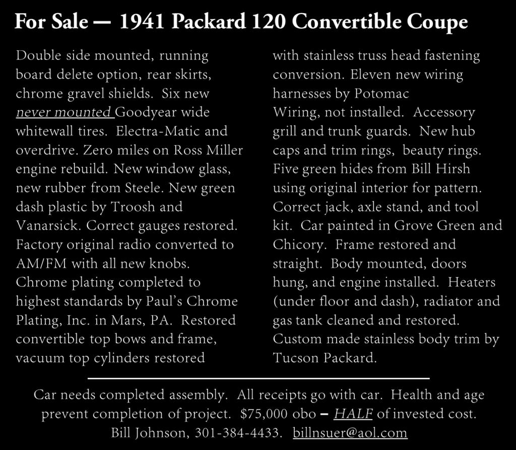 If interested, see the PDF appraisal and photos: 1928 Packard.
