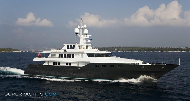 Cyan 48.70m (159'9"ft) Codecasa 1997 Cyan Motor yacht is a sophisticated offering with a streamlined exterior, an emphasis on fine entertainment and a chic interior.