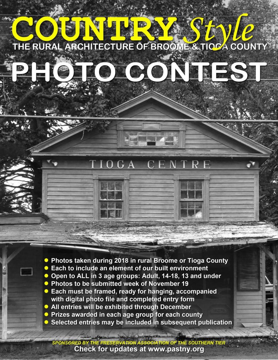 Announcing A photography contest showcasing the rural architecture of Broome and Tioga County The downtown areas of Binghamton and Owego are filled with magnificent architecture, and PAST has been