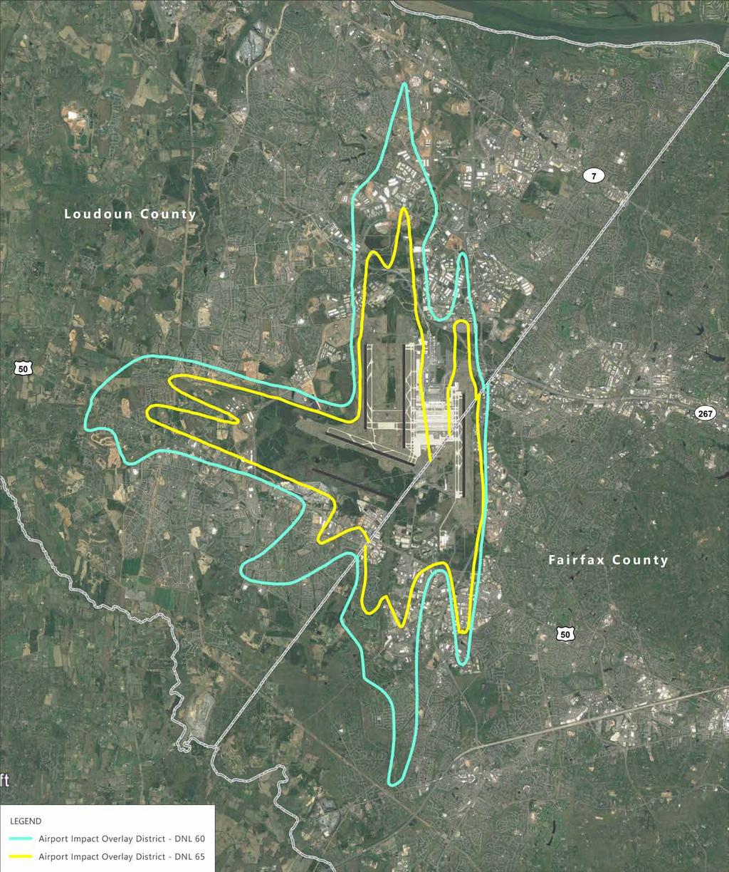 Existing Airport Noise Impact Overlay Districts for Loudoun and Fairfax SO