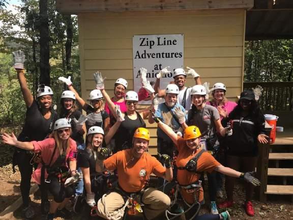 The 2nd level of the Amicalola Falls State Park zipline adventure is a great family or team building experience! When our group started, we were a handful of strangers.