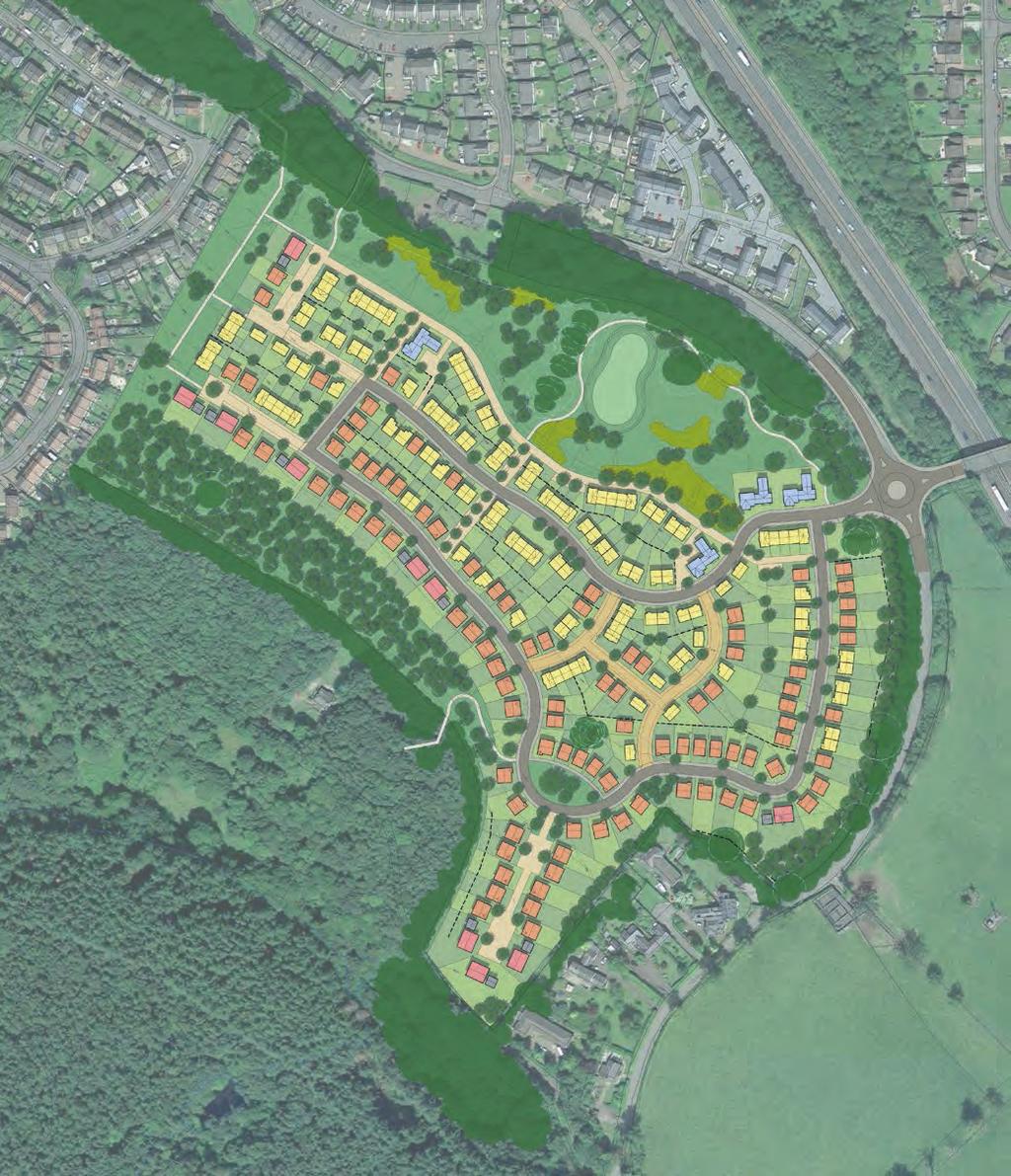 PLANNING for a new neighbourhood Indicative Layout (a 260 unit example) ST NINIANS ROAD M9 CEG and Hallam Land have secured planning Permission in Principle for residential and associated development